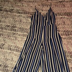 HYFVE Navy and White Striped Jumpsuit